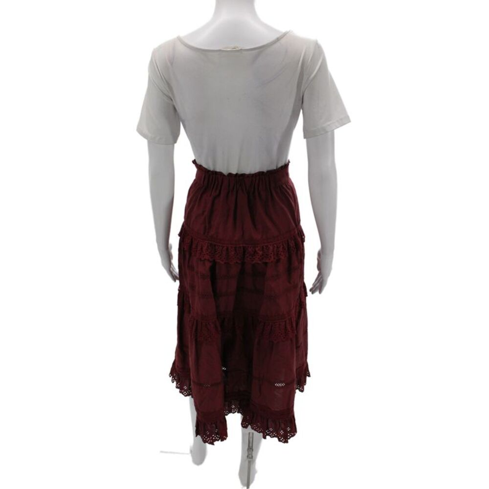 The Westside Women Peasant Red Knee Length Silk Blend Skirt Size M - Picture 3 of 7